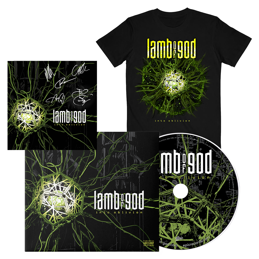 Into Oblivion SIGNED CD + Tee Fan Pack – Lamb of God Store