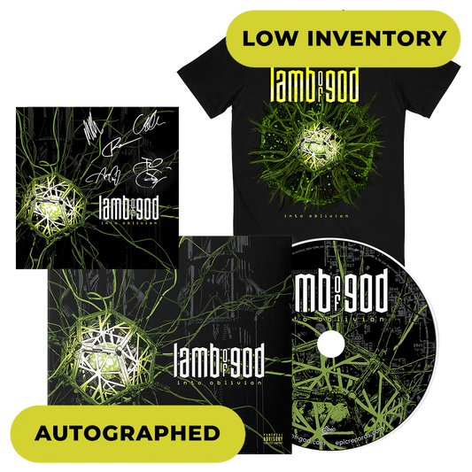 Into Oblivion SIGNED CD + Tee Fan Pack
